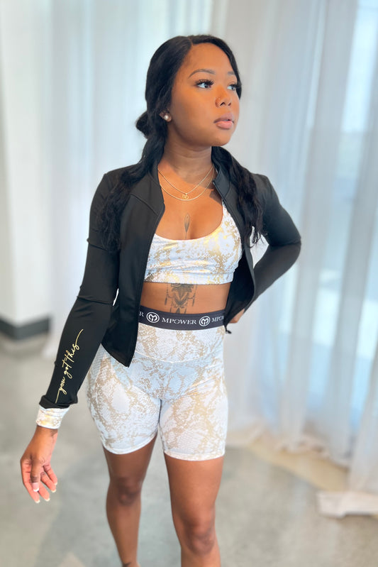 Metallic Gold Snake Skin Scrunch Butt Short