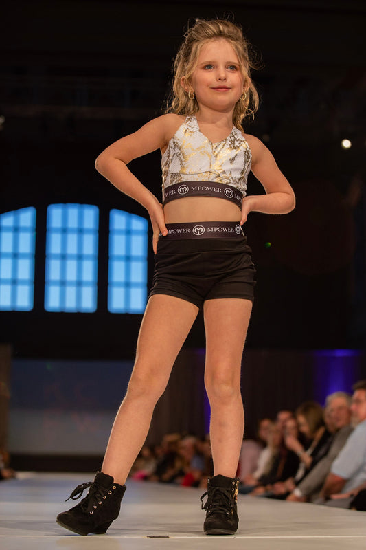 Black High Rise Childrens spandex Shorts