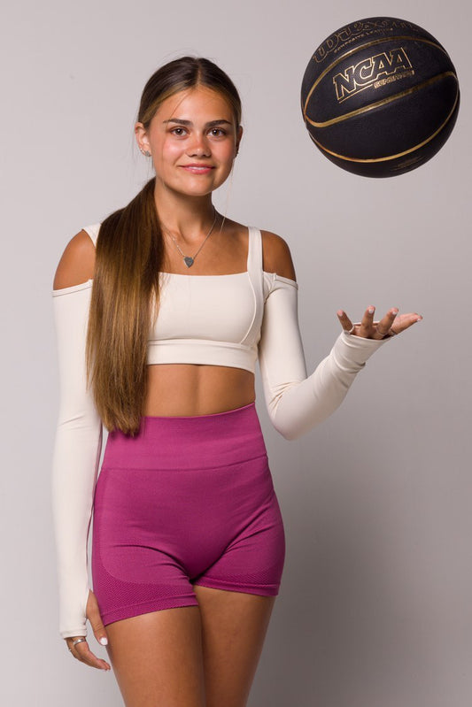 Long sleeve bra with thumb holes