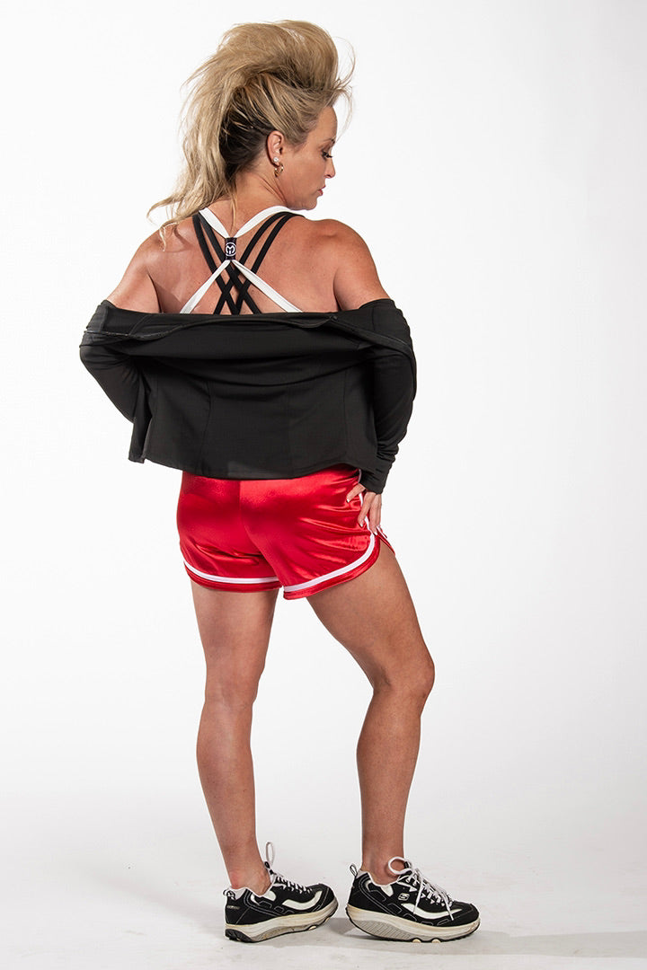 Watermelon red shine shorts