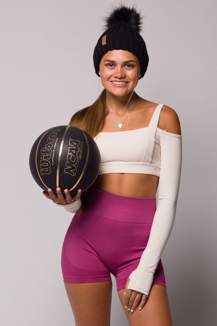 Long sleeve bra with thumb holes