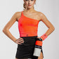 NEON CORAL ONE SHOULDER TANK, SPORTS CLOTHES, FITNESS APPERAL, WORK OUT CLOTHING